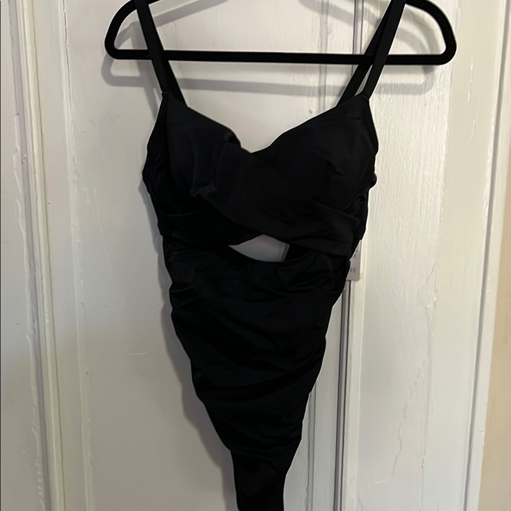 Black Ruched Cutout Swimsuit